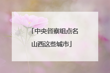 中央督察组点名山西这些城市